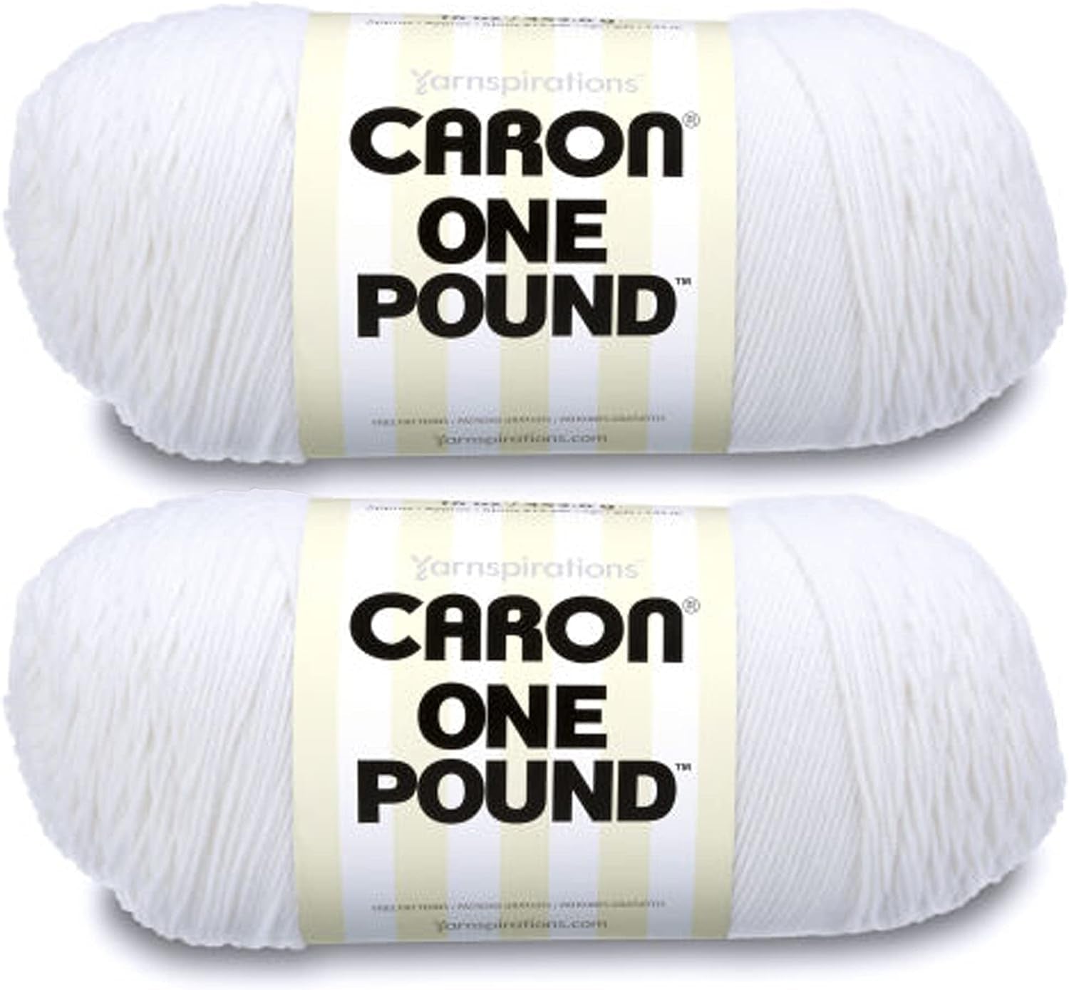 One Pound White Yarn - 2 Pack of 454G/16Oz - Acrylic - 4 Medium (Worsted) - 812 Yards - Knitting/Crochet