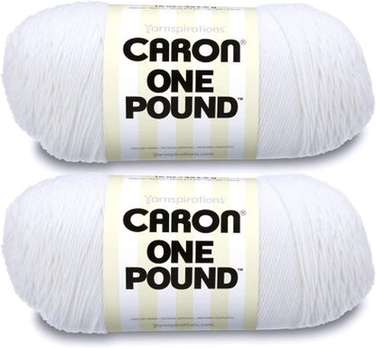 One Pound White Yarn - 2 Pack of 454G/16Oz - Acrylic - 4 Medium (Worsted) - 812 Yards - Knitting/Crochet