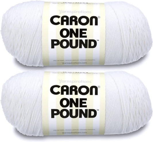 One Pound White Yarn - 2 Pack of 454G/16Oz - Acrylic - 4 Medium (Worsted) - 812 Yards - Knitting/Crochet