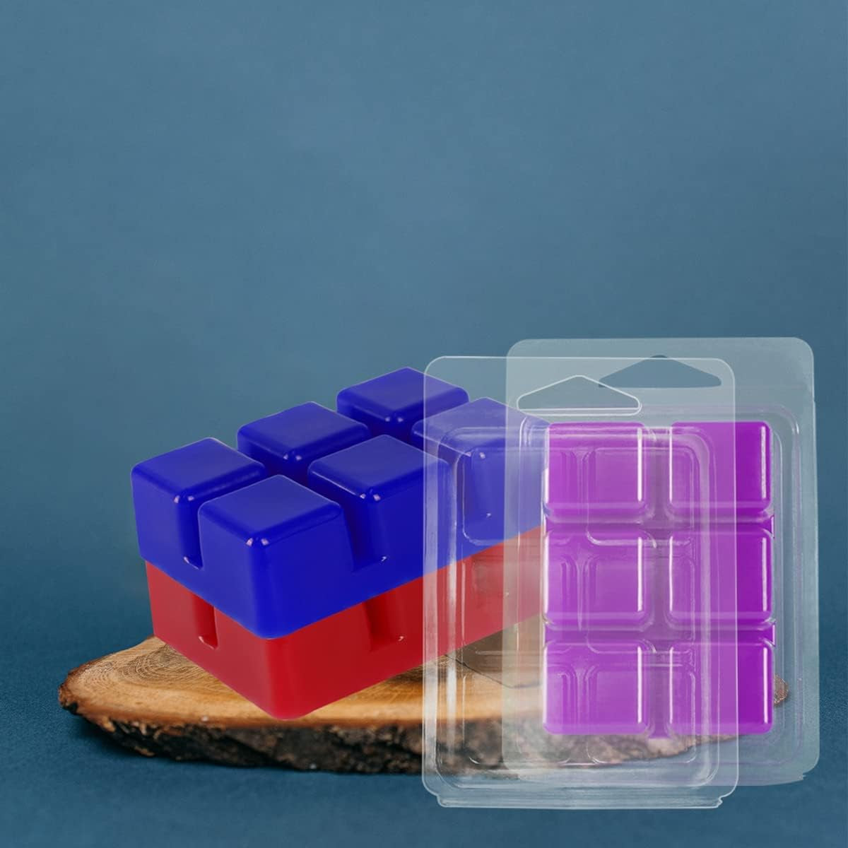 100 Packs Wax Melt Clamshells Molds, Clear Empty Plastic Cube Tray for Wickless Tarts Candles