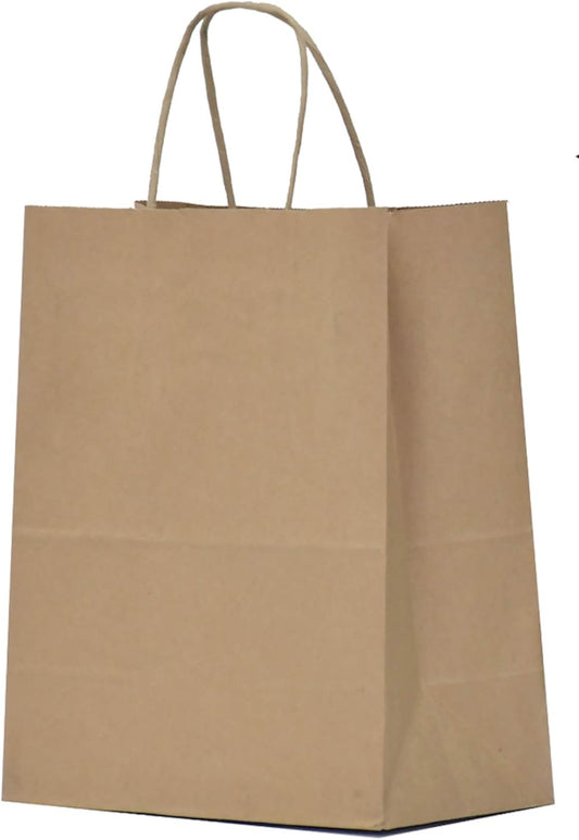 Kraft Paper Gift Bags with Handles - 8X4.5X10 25Pcs Brown Shopping Bags for Parties, Favors, Businesses