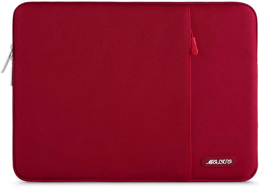 Laptop Sleeve Bag Compatible with Macbook Air/Pro, 13-13.3 Inch Notebook, Compatible with Macbook Pro 14 Inch M3 M2 M1 Chip Pro Max 2024-2021, Polyester Vertical Case with Pocket, Red