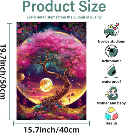 Paint by Numbers Kit for Adults, Tree Painting by Numbers for Adults, Acrylic Adults Paint by Numbers Kits on Canvas for Home Wall Decoration and Gifts 16X20Inch