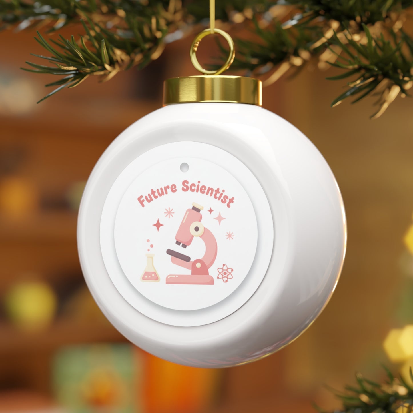 Glossy Ceramic Christmas Ball Ornament - Future Scientist