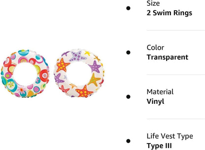 - Recreation Lively Print Swim Ring, Summer Fun (Pack of 2 Assorted)