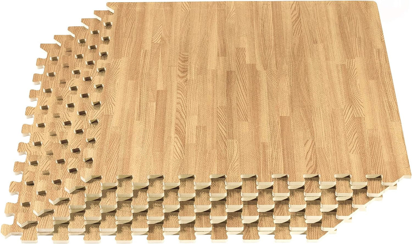 Forest Floor 3/8 Inch Thick Printed Foam Tiles, Premium Wood Grain Interlocking Foam Floor Mats, Anti-Fatigue Flooring – Stylish Flooring Solution