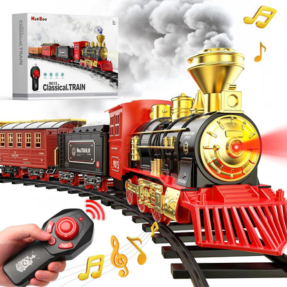 Train Set - Christmas Tree Train Toys for Boys with Smokes, Lights and Sound, Toy Train Set for under Christmas Tree, Toddler Model Trains for 3 4 5 6 7 8+ Years Old Kids Christmas Toys Gifts