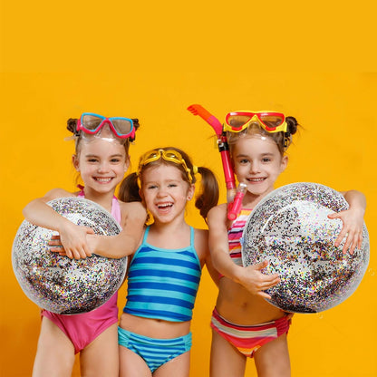 5 Pack Sequins Beach Balls Pool Toys Balls 16 Inch 24 Inch Confetti Glitters Inflatable Clear Beach Ball Swimming Pool Water Beach Toys Summer Outdoor Party Favors for Kids Adults