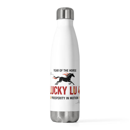 Lucky Lu Fire Horse 2026 | 20oz Insulated Stainless Tumbler Bottle | Lunar New Year Gift for Family & Teachers | Red Gold