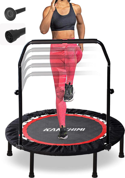 40" Folding Mini Fitness Indoor Exercise Workout Rebounder Trampoline with Handle, Max Load 330Lbs