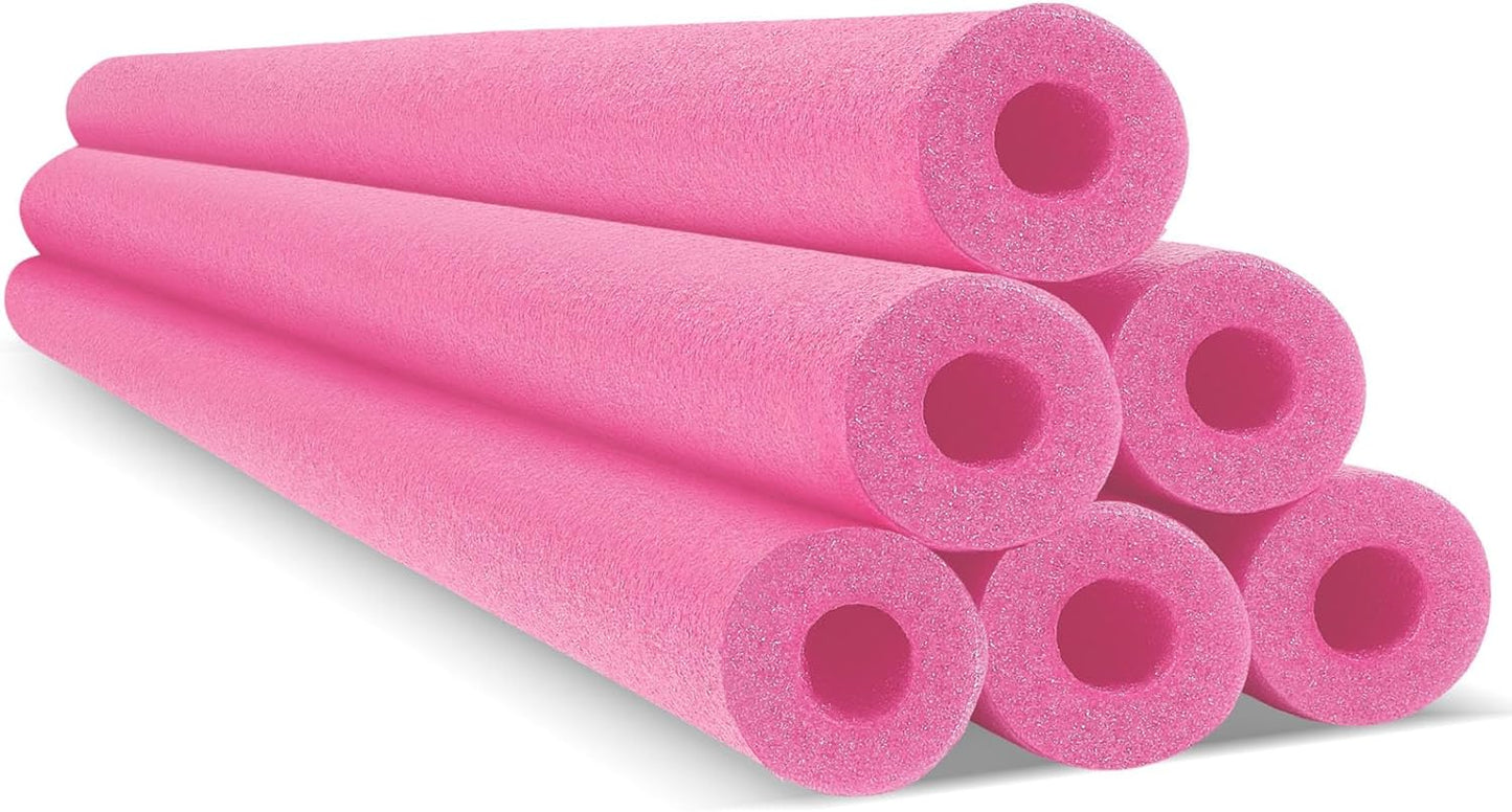 6 Pack Pool Noodles Foam Swim Noodles Jumbo Hollow Swimming Pool Noodle Bulk Bright Pool Noodles Floats Heavy Duty for Swimming Floating Craft Projects
