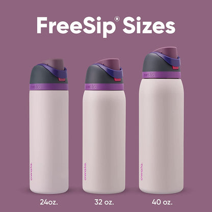 Freesip Insulated Stainless Steel Water Bottle & Silicone Water Bottle Boot, Anti-Slip Protective Sleeve & 2-In-1 Water Bottle Brush Cleaner and Water Bottle Straw Cleaner Brush