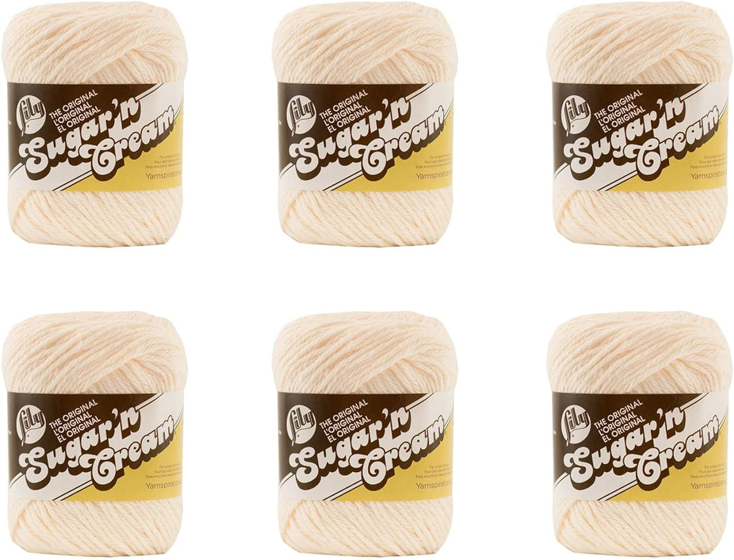 Sugar 'N Cream the Original Solid Yarn, 2.5Oz, Medium 4 Gauge, 100% Cotton - Ecru - Machine Wash & Dry