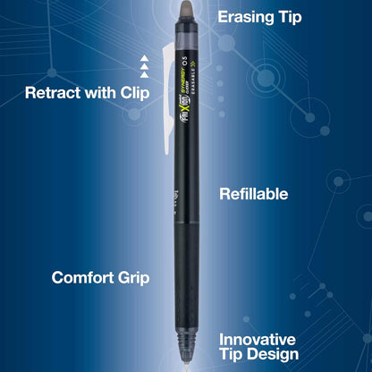 Frixion Synergy Clicker Erasable, Refillable & Retractable Gel Ink Pens, 0.5Mm Extra Fine Point, Black Ink, 5-Pack