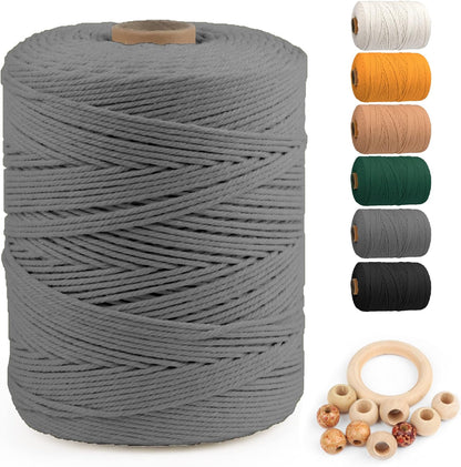 Macrame Cotton Cord 5Mm X 109 Yards,  100% Natural Handmade Colorful 4 Strands Twisted Braided Cotton Rope for Wall Hanging Plant Hangers Gift Wrapping Tapestry DIY Crafts(100M,White)