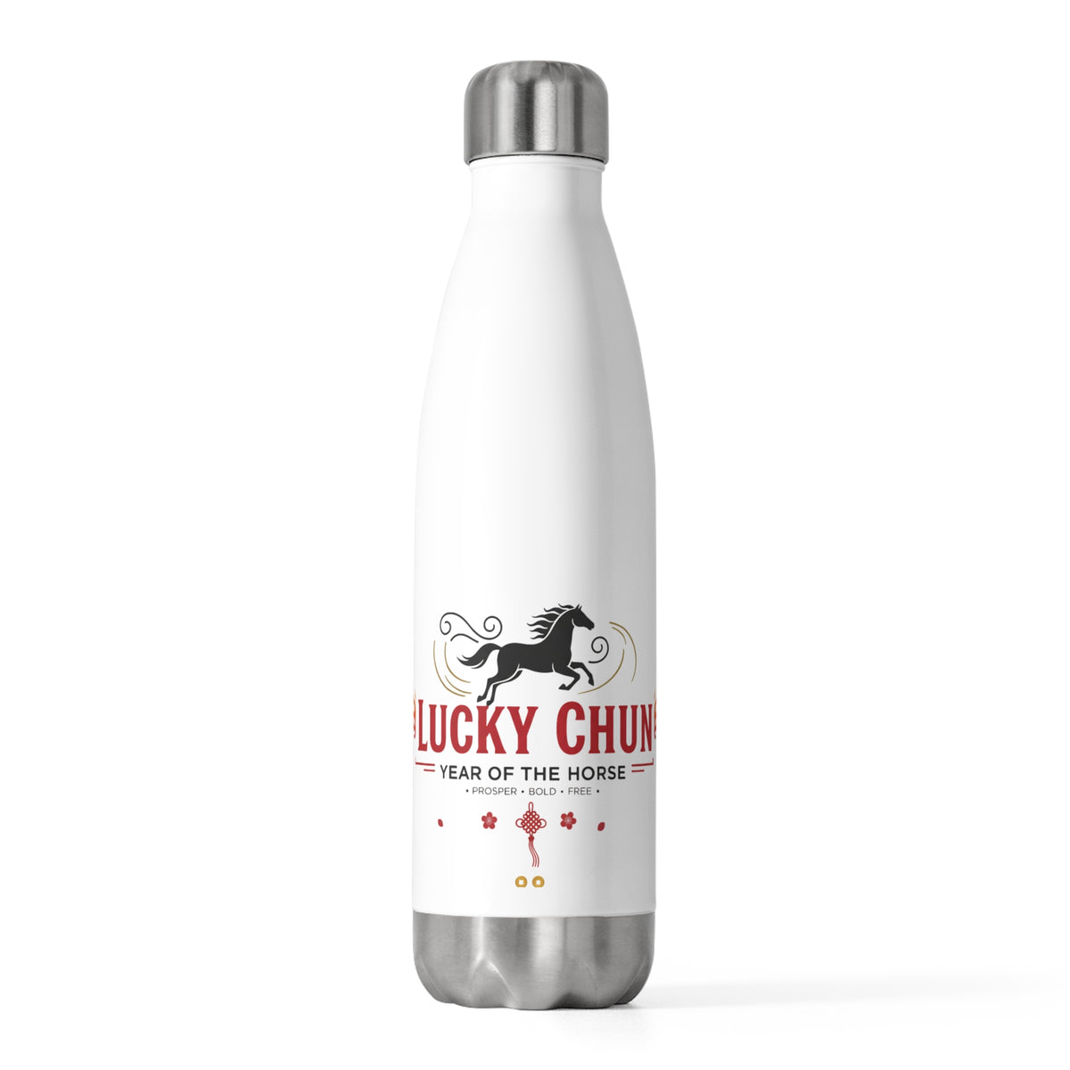 Lucky Chun Horse | 20oz Insulated Stainless Steel Tumbler | Lunar New Year 2026 Gift for Family & Friends | Red Gold Festive