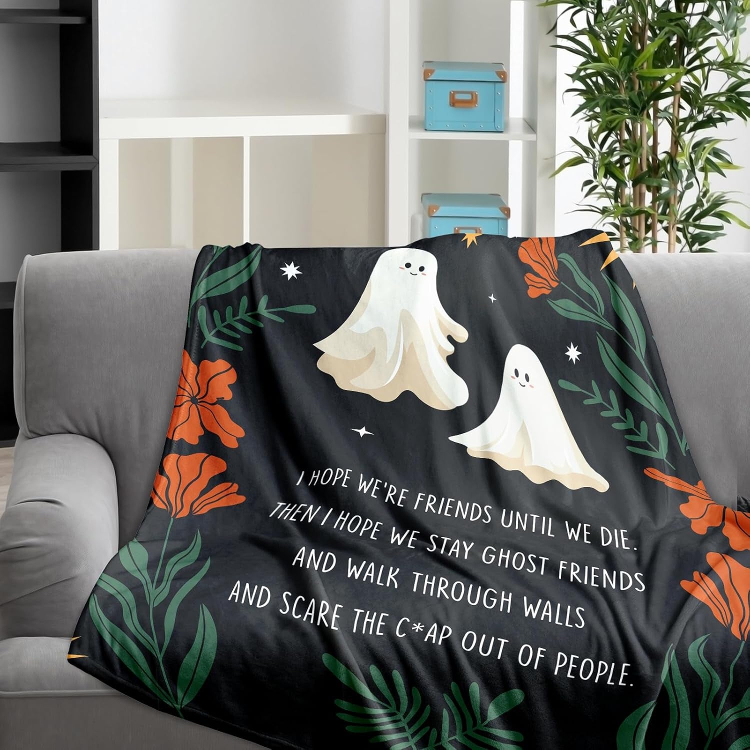 Halloween Blanket Halloween Decorations Gifts for Women Men Best Friend Ghost Gifts for Women Men Friendship Gifts for Women Best Friend Birthday Gift Funny Halloween Throw Blanket Christmas Valentine