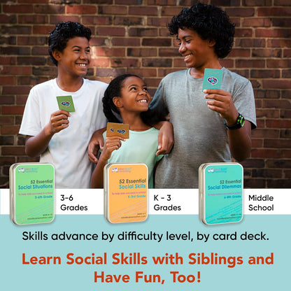 52 Essential Social Situations - Social Skills Activities for Kids (3-6Th Grade) - Social Emotional Learning & Growth Mindset for Family, Classroom, Counseling - Conversation Card Games for Kids 8-12