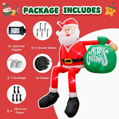 8FT Christmas Inflatables Outdoor Decorations, Climbing Santa Blow up Yard Decorations with LED, Christmas Inflatable for Christmas Outdoor Decor Santa Inflatable for Christmas Decor Outside