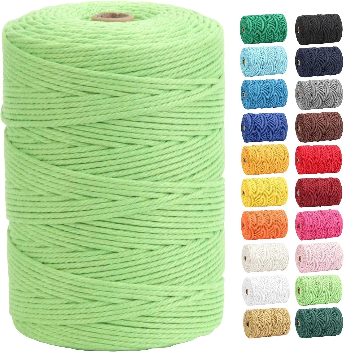 Macrame Cord,  100% Natural Cotton Rope 3Mm X 328 Yards 4 Strand Twisted Macrame Rope Cotton Twine String for DIY Crafts Knitting Dream Catcher Plant Hanger Wedding Decor