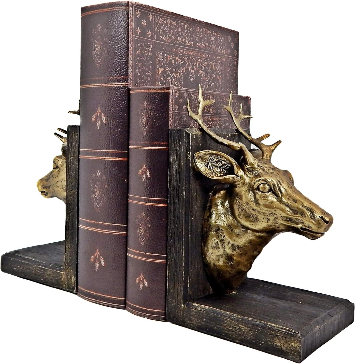 Decorative Bookends Vintage Deer Elk Antlers Cottage Cabin Lodge Farmhouse Woodland Home Decor 8 Inch