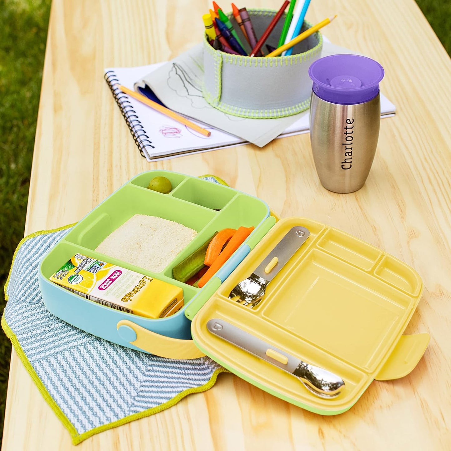 ® Lunch™ Bento Box for Kids, Includes Utensils, Green