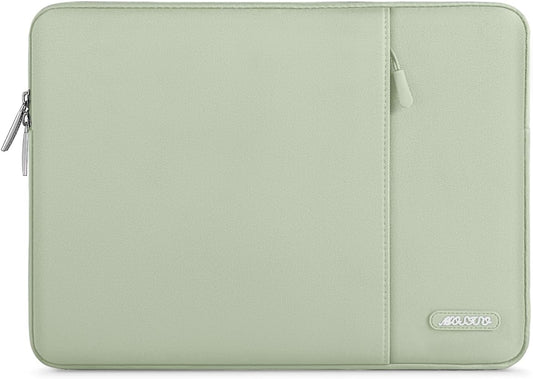 Laptop Sleeve Bag Compatible with Macbook Air/Pro, 13-13.3 Inch Notebook, Compatible with Macbook Pro 14 Inch M3 M2 M1 Chip Pro Max 2024-2021, Polyester Vertical Case with Pocket, Sage Green