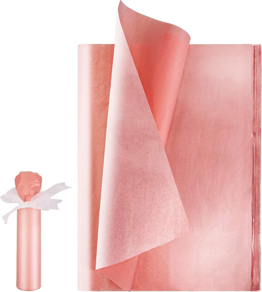 Rose Gold Tissue Paper Bulk, 100 Sheets Metallic Mother'S Day Gift Wrapping Paper and Art Supplies Perfect for Wedding