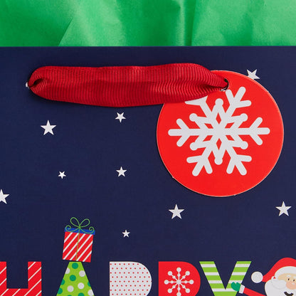 6 Pack 9" Small Christmas Gift Bags with Tissue Paper