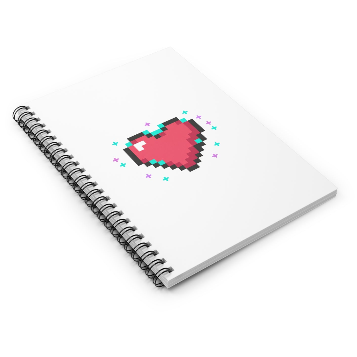 Retro Pixel Heart | Spiral Journal Notebook for Notes & Lists | Back to School, Valentine & Galentine Gift | Y2K Gamer Aesthetic