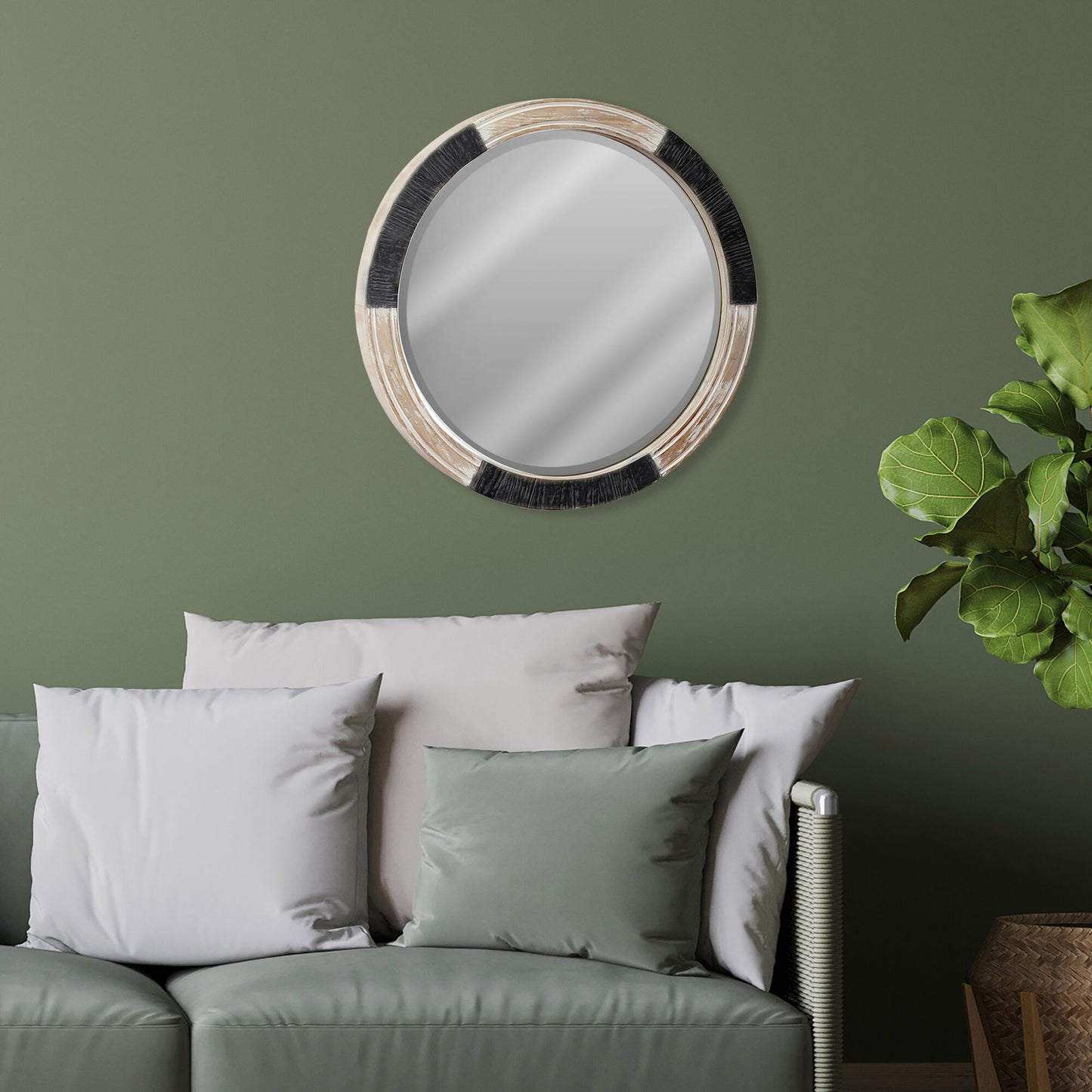 Chadwick 30" round Wood Mirror