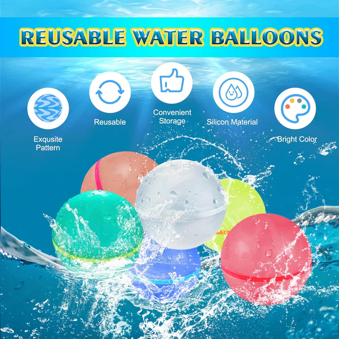 Self Sealing Reusable Water Balloons 20PCS Magnetic Water Balloons Quick Filling Water Balls Toys Silicone Water Splash Ball Water Bomb Cool Toys,Summer Pool Beach Outdoor Toys for Kids Ages 3 4 8 12+