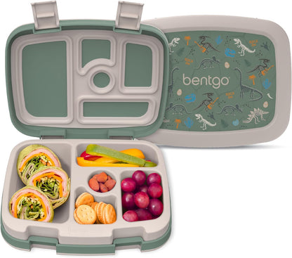 ® Kids Prints Leak-Proof, 5-Compartment Bento-Style Kids Lunch Box - Ideal Portion Sizes for Ages 3-7, Durable, Drop-Proof, Dishwasher Safe, & Made with Bpa-Free Materials (Dinosaur)