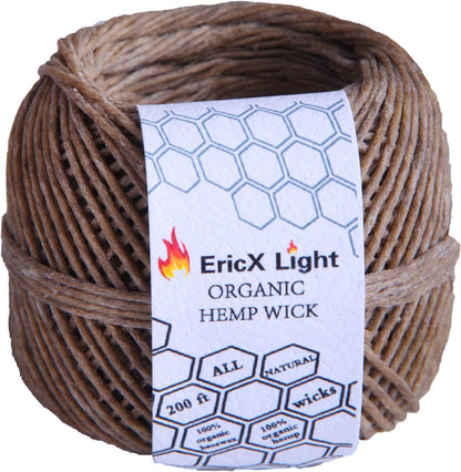 Organic Hemp Wick,200 FT Spool,Well Coated with Beeswax,Standard Size(1.0Mm)