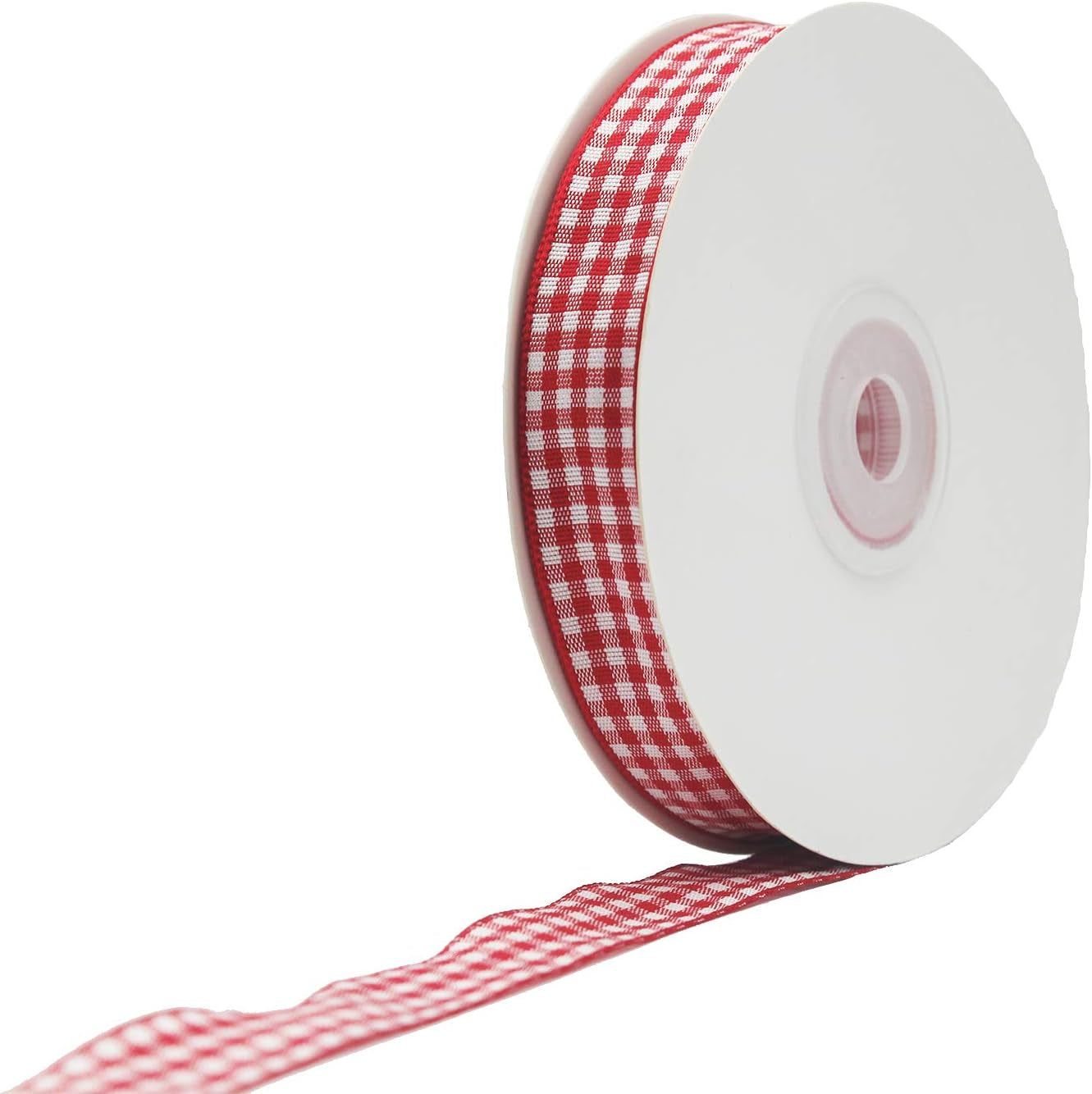 2 PACK 50 Yards 5/8" Black and White Gingham Ribbon + Red and White Buffalo Check Ribbon, Party Craft Decoration Ribbon, 5/8 Inch Polyester Woven Edge Roll for Hair Accessories Craft and Gift Wrapping