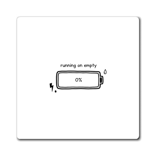 Empty Battery Face Doodle | Funny Fridge Magnet Collector Item | Gen Z Friend & Family Gift | Chicken Scratch Irony