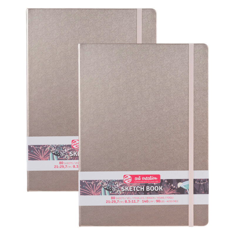 Sketchbook, 80 Sheets, 90lbs, Pink Champagne Cover, 8.3" x 11.7" (A4), Pack of 2
