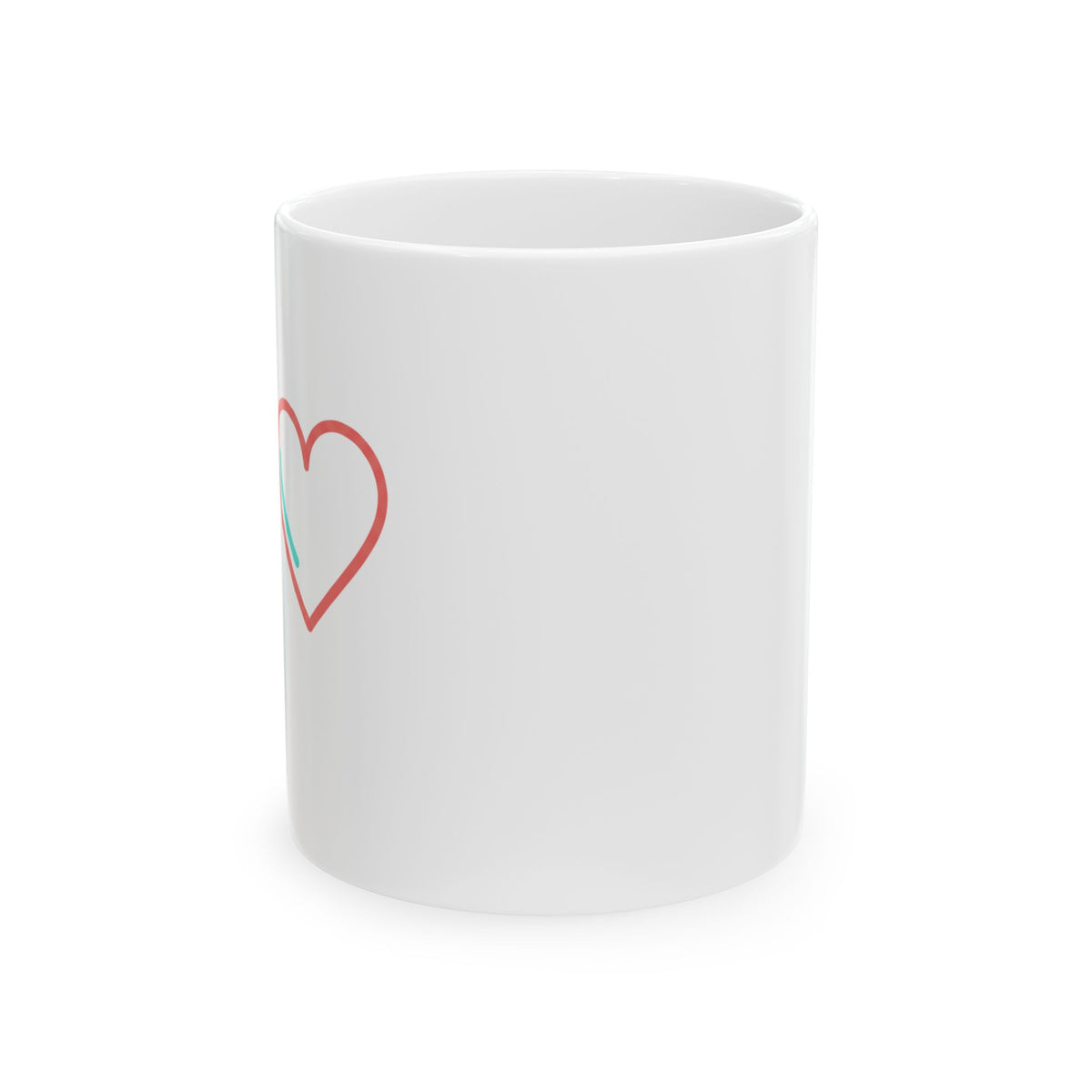 Minimal Outline Heart | 11oz Ceramic Coffee Mug, Aesthetic Valentine Cup | Galentine’s, Friends & Family | Clean Y2K