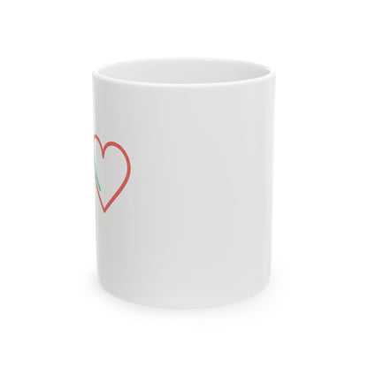 Minimal Outline Heart | 11oz Ceramic Coffee Mug, Aesthetic Valentine Cup | Galentine’s, Friends & Family | Clean Y2K