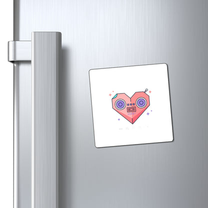 Boombox Heart Magnet | Retro Y2K Fridge Magnet Decor | Valentine & Galentine Gift for Gen Z | Pink Chrome Aesthetic