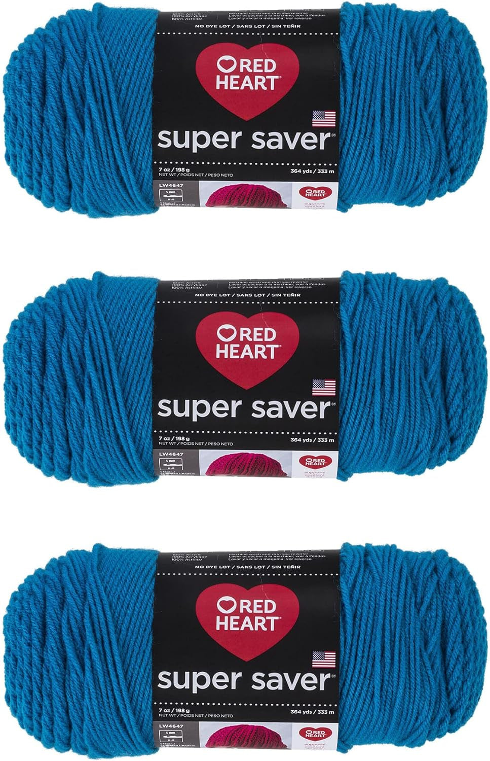 Super Saver White Yarn - 3 Pack of 198G/7Oz - Acrylic - 4 Medium (Worsted) - 364 Yards - Knitting/Crochet