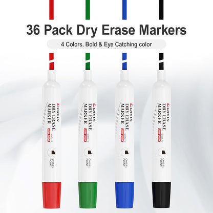 Dry Erase Set with 16 Chisel Tip Dry Erase Markers, 8.5 Fl Oz Cleaner & Magnetic Eraser, Office and School Supplies for Whiteboards, Calendar