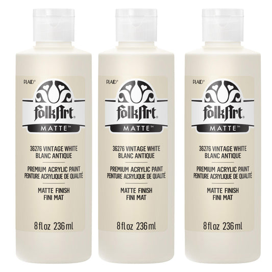 Acrylic Paint Matte, 8oz., Vintage White, Pack of 3