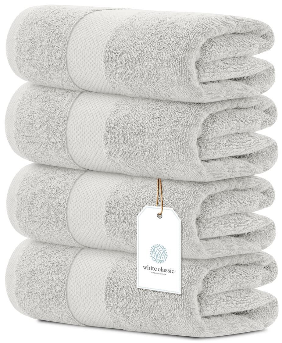 Luxury Bath Towels Set of 4 Large   700 GSM Cotton Ultra Soft Bath Towels 27x54