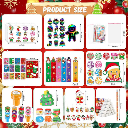 Christmas School Stationery Set Party Favors Xmas Classroom Gift Prizes Bulk for Students Kids Holiday Stockings Pinata Filler Christmas School Goodie Bag Stuffers Decor（12Set Christmas）