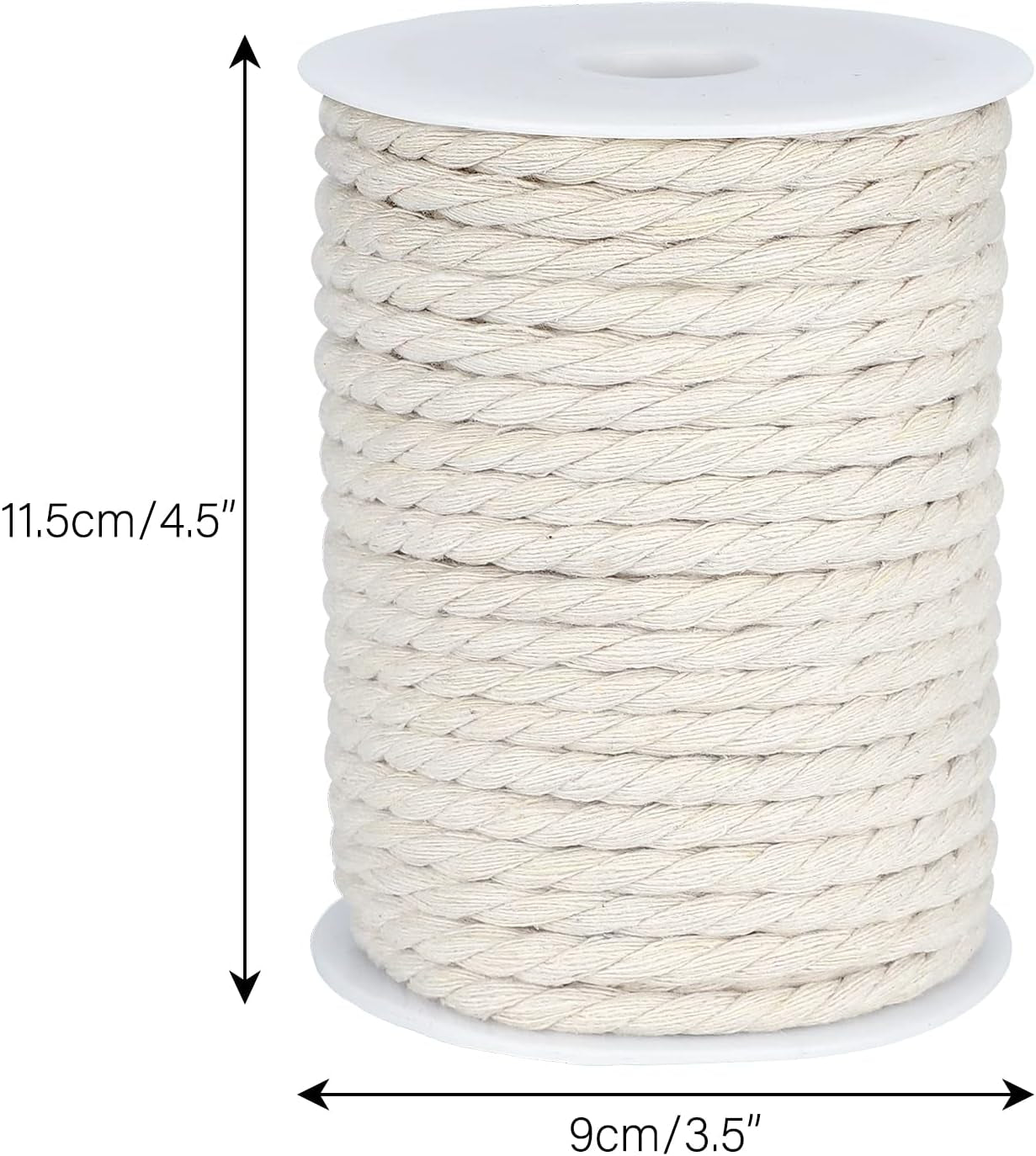 Macrame Cord, White Cotton Rope, 6Mm X 32 Yard Natural White Cotton Macrame Rope, 3 Strand Twisted Cotton String for Wall Hanging, Plant Hangers, Macrame Supplies, DIY Crafts, Knitting