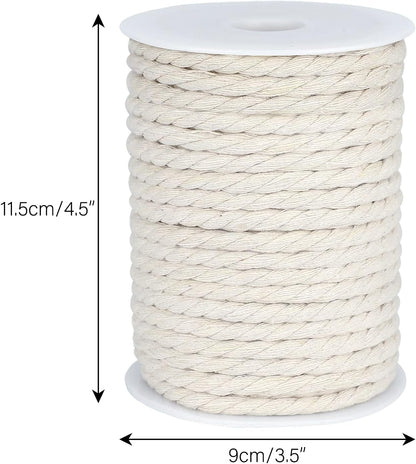 Macrame Cord, White Cotton Rope, 6Mm X 32 Yard Natural White Cotton Macrame Rope, 3 Strand Twisted Cotton String for Wall Hanging, Plant Hangers, Macrame Supplies, DIY Crafts, Knitting