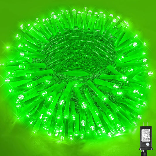 200 LED Green Lights Outdoor, 66Ft Green Halloweem String Lights Indoor Clear Wire 8 Modes Waterproof Plug in Green Christmas Lights with Timer Memory for Room Tree Party Decorations