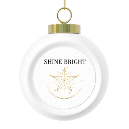 Ceramic Christmas Ball Ornament with Shine Bright Text