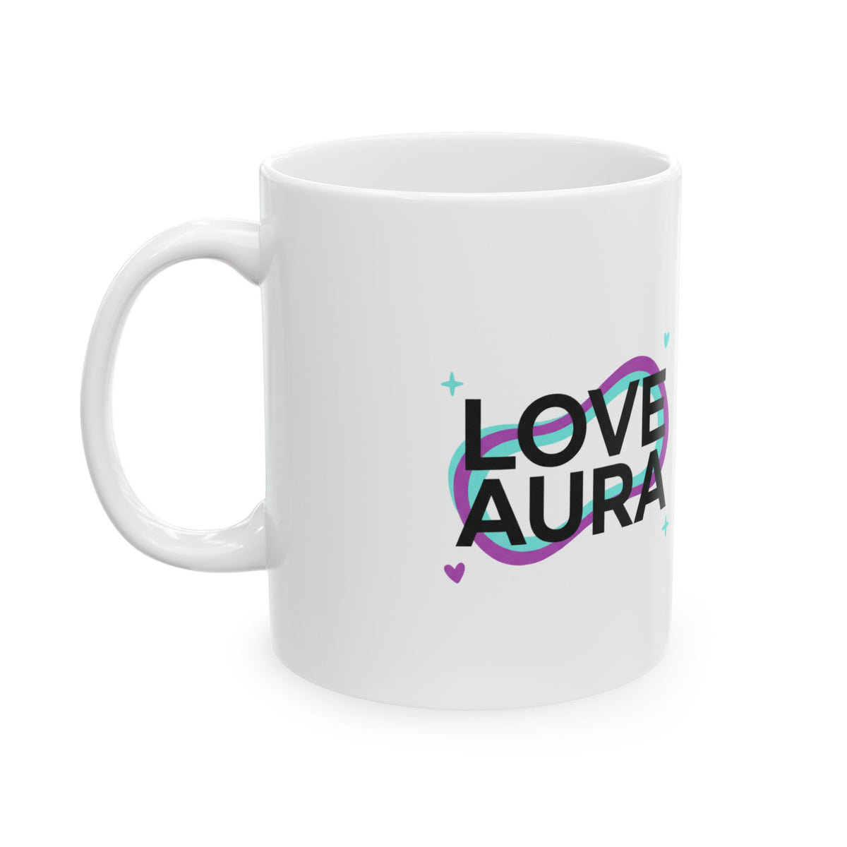 LOVE Aura Glow Typography | 11oz Ceramic Coffee Mug for Daily Sips | Galentine’s & Valentine Gift for Friends/Family | Y2K Aesthetic